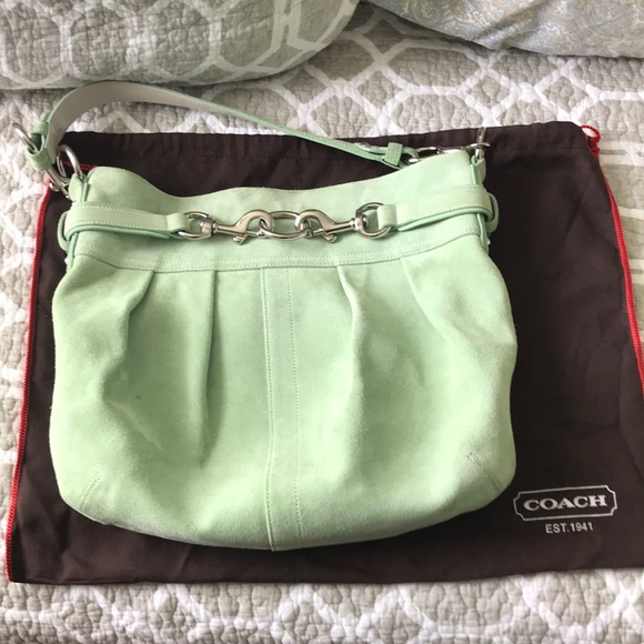 Coach Handbags - Suede light green Coach handbag